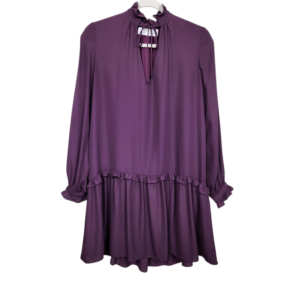 Amanda Uprichard Plum Purple Flowy Ruffled Tier Dress Womens Size XS